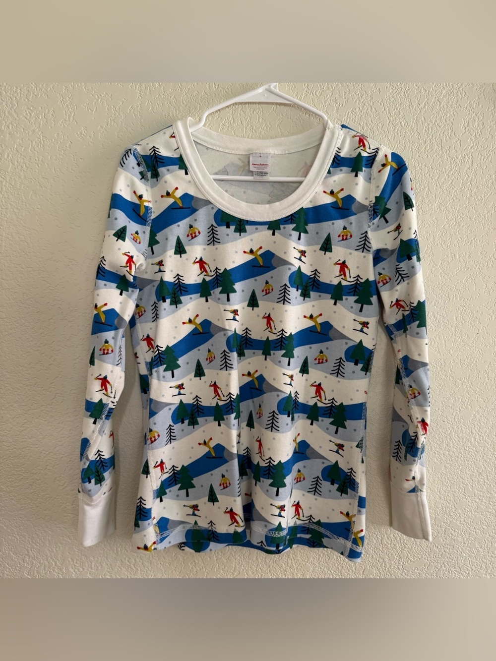 Hanna Andersson Holiday Pajama Top Ski Slope Organic Cotton Winter Christmas M